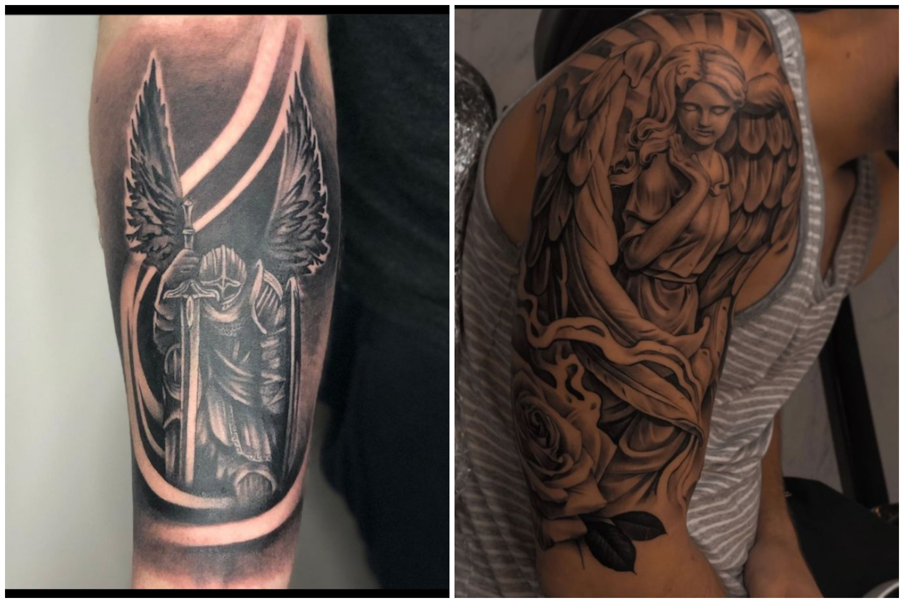 Sleeve Tattoo Design: Guardian Angel Tattoo